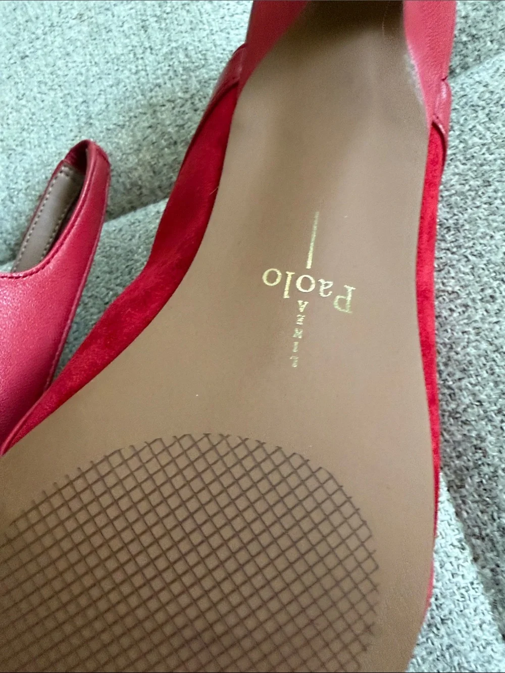 Linea Paolo Corley Pointed Toe Slingback Kitten Heel Pumps Red 8.5 9.5